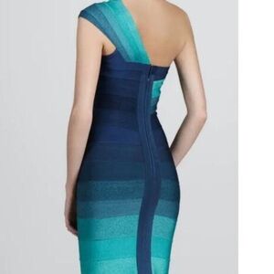Herve Leger One-Shoulder Turquoise dress S